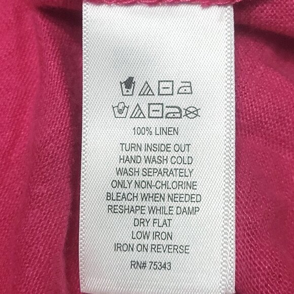 Tahari Womens Pink 100% Linen V-Neck T-Shirt Size 1X Short Sleeve Top Coastal - Picture 9 of 9